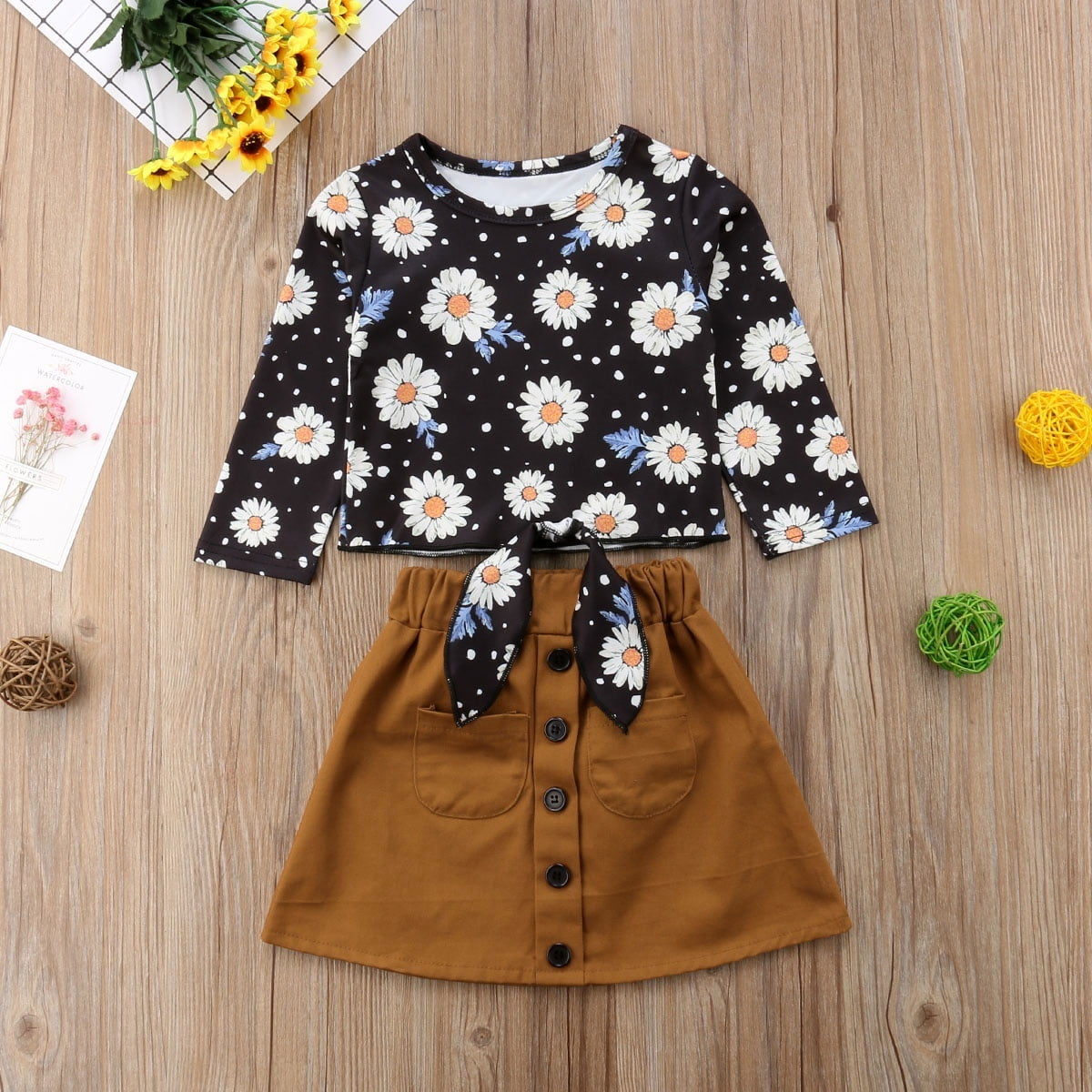 Toddler Kids Baby Girls Floral Tops T ...